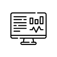 Icon of a monitor showing graphs